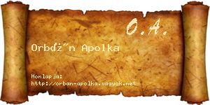 Orbán Apolka névjegykártya