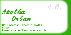 apolka orban business card
